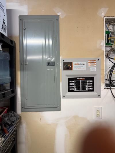 Electrical panel with generator transfer equipment